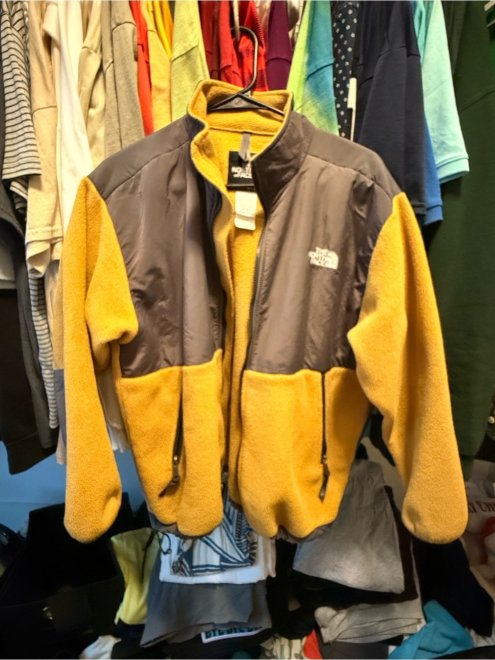 The North Face Men’s Mustard Yellow and Gray Fleece Jacket